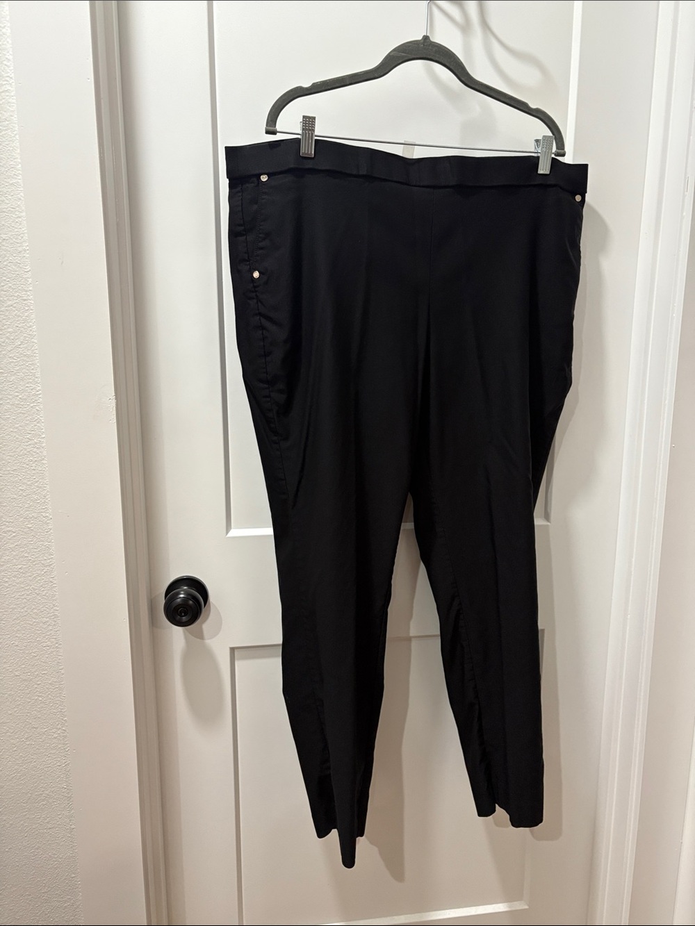 Anne Klein Black Straight-Leg Pull-On Pants